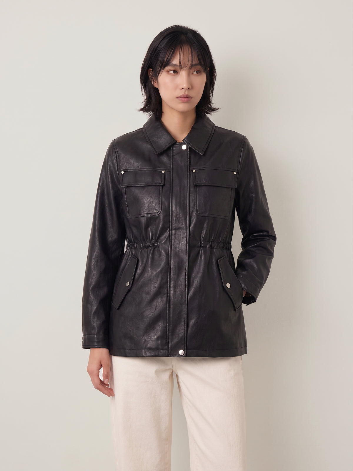 Mini Faux Leather String Jacket