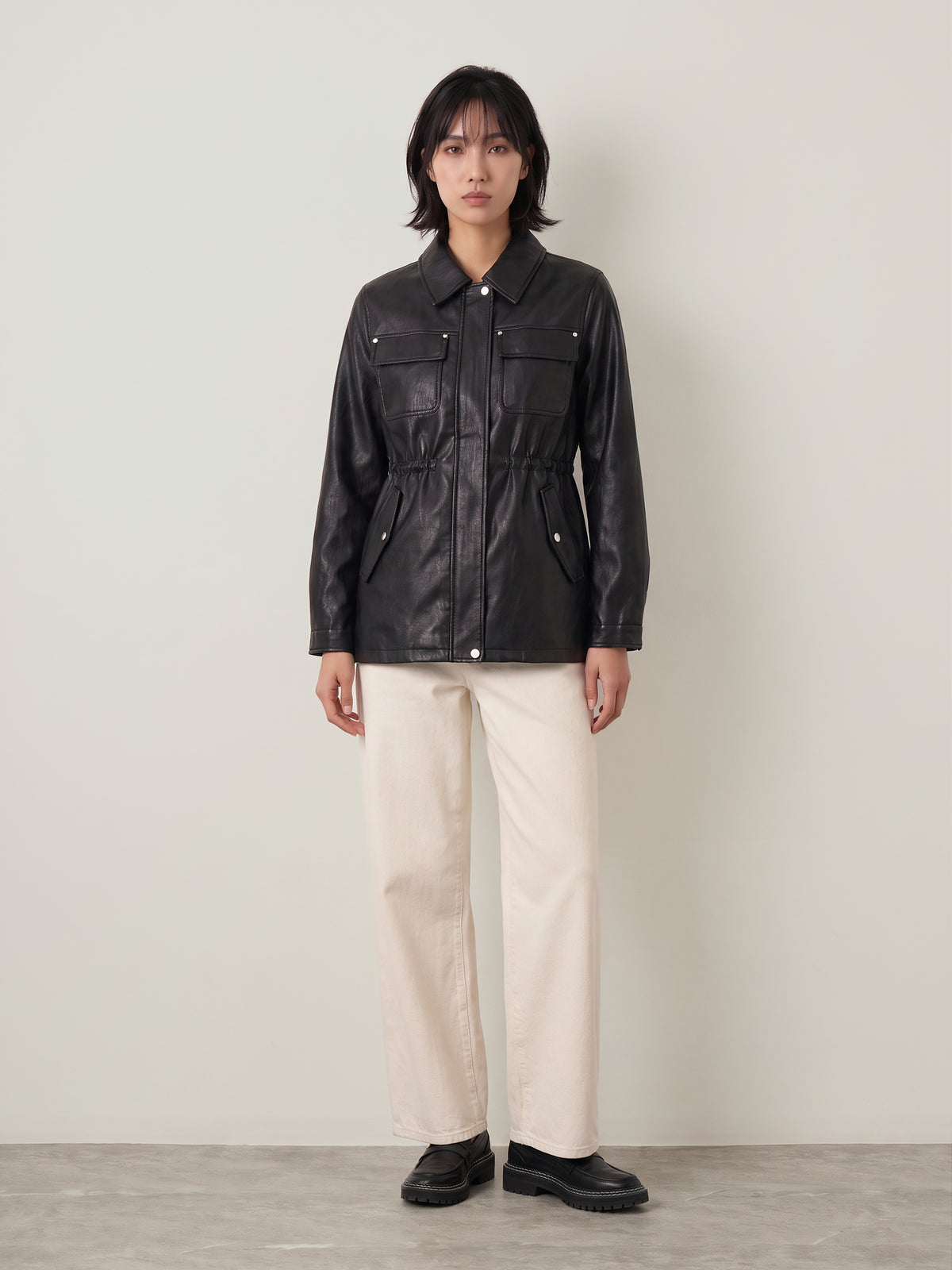 Mini Faux Leather String Jacket