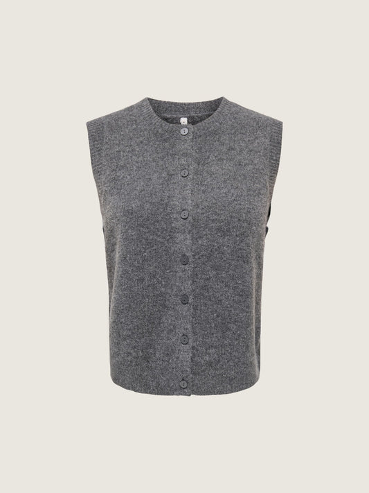 ONLY - Olivia Knit Sweater Vest - Dark Grey Melange