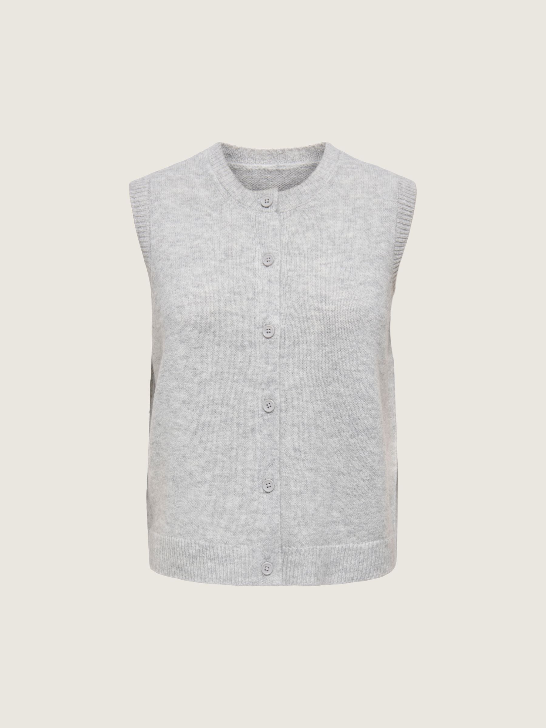 ONLY - Olivia Knit Sweater Vest - Light Grey Melange