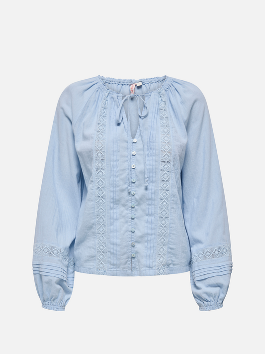 ONLY-Povla V-Neck Top-Cashmere Blue
