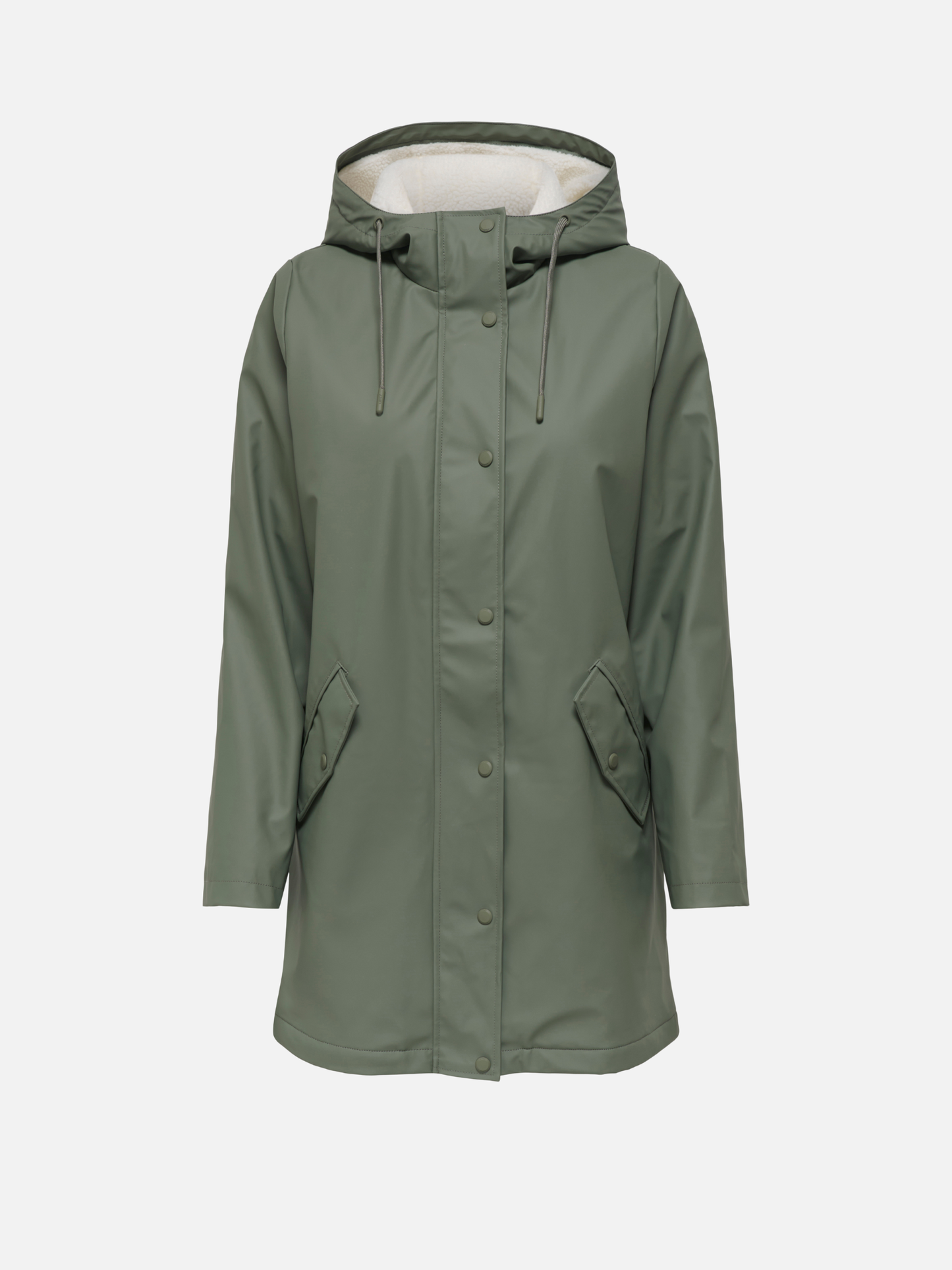 ONLY - Sally Teddy-Lined Raincoat - Castor Gray / White Teddy