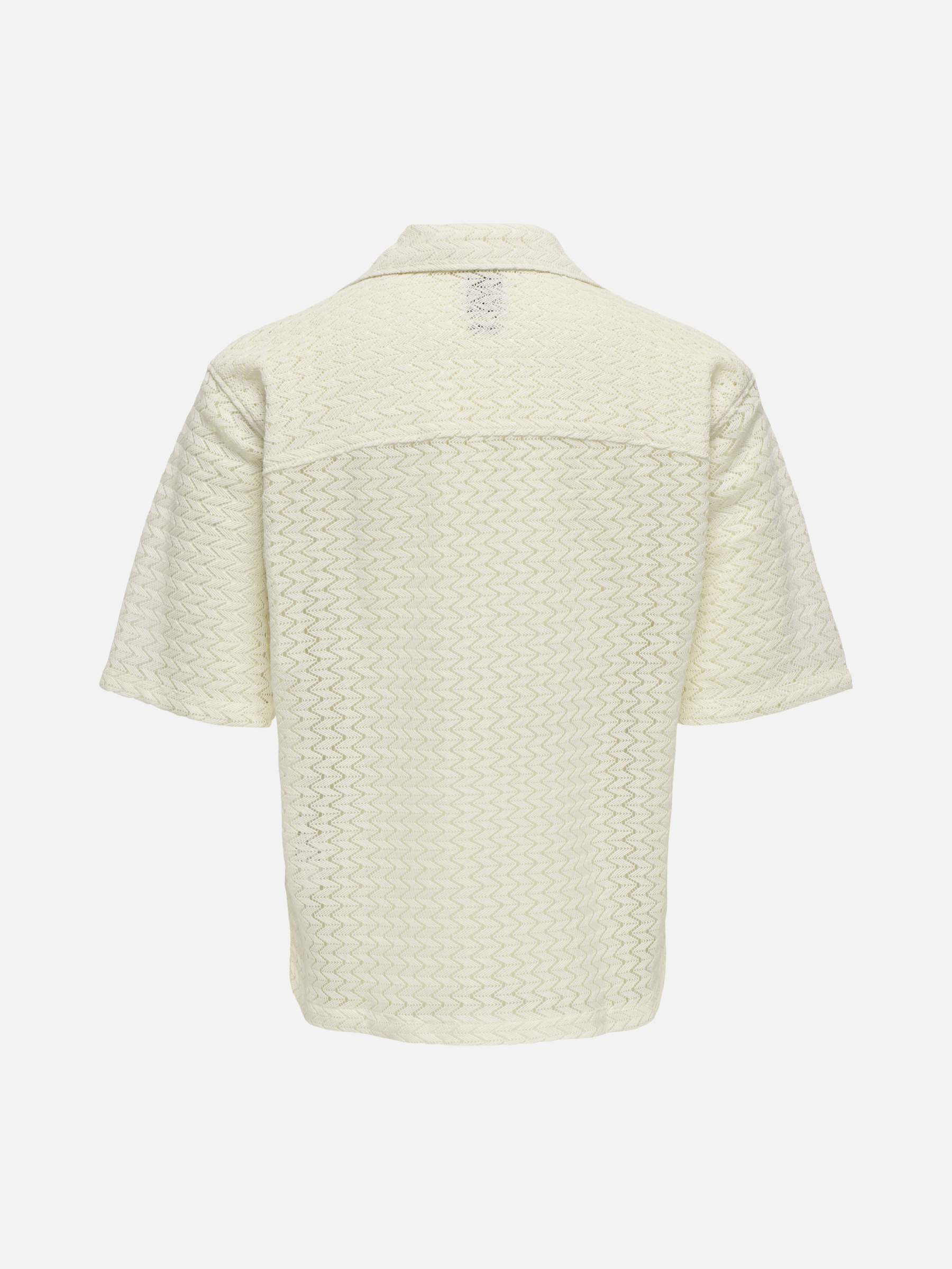 ONLY & SONS-Novak Resort Zig Zag Shirt-Egret