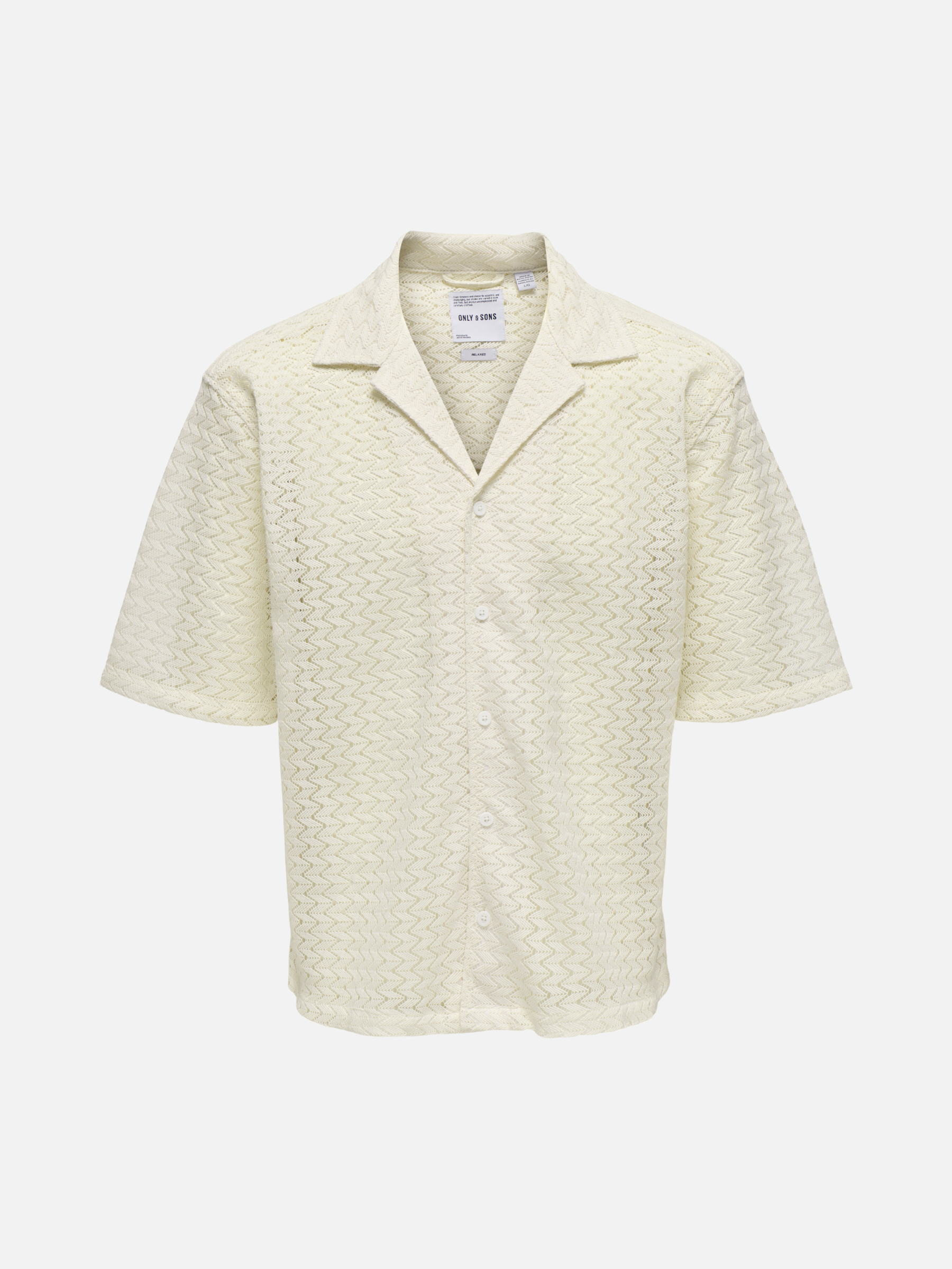 ONLY & SONS-Novak Resort Zig Zag Shirt-Egret