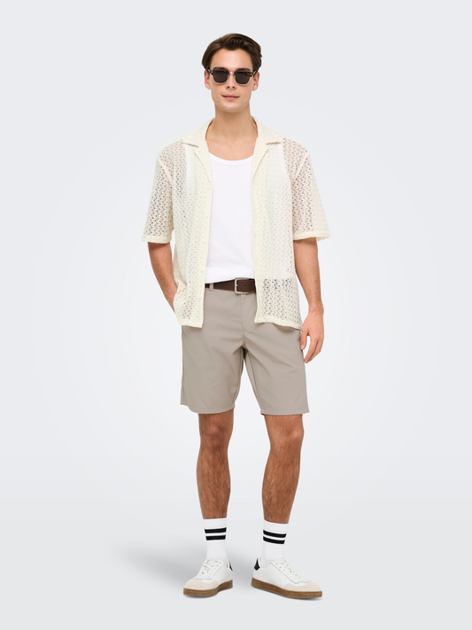 ONLY & SONS-Novak Resort Zig Zag Shirt-Egret