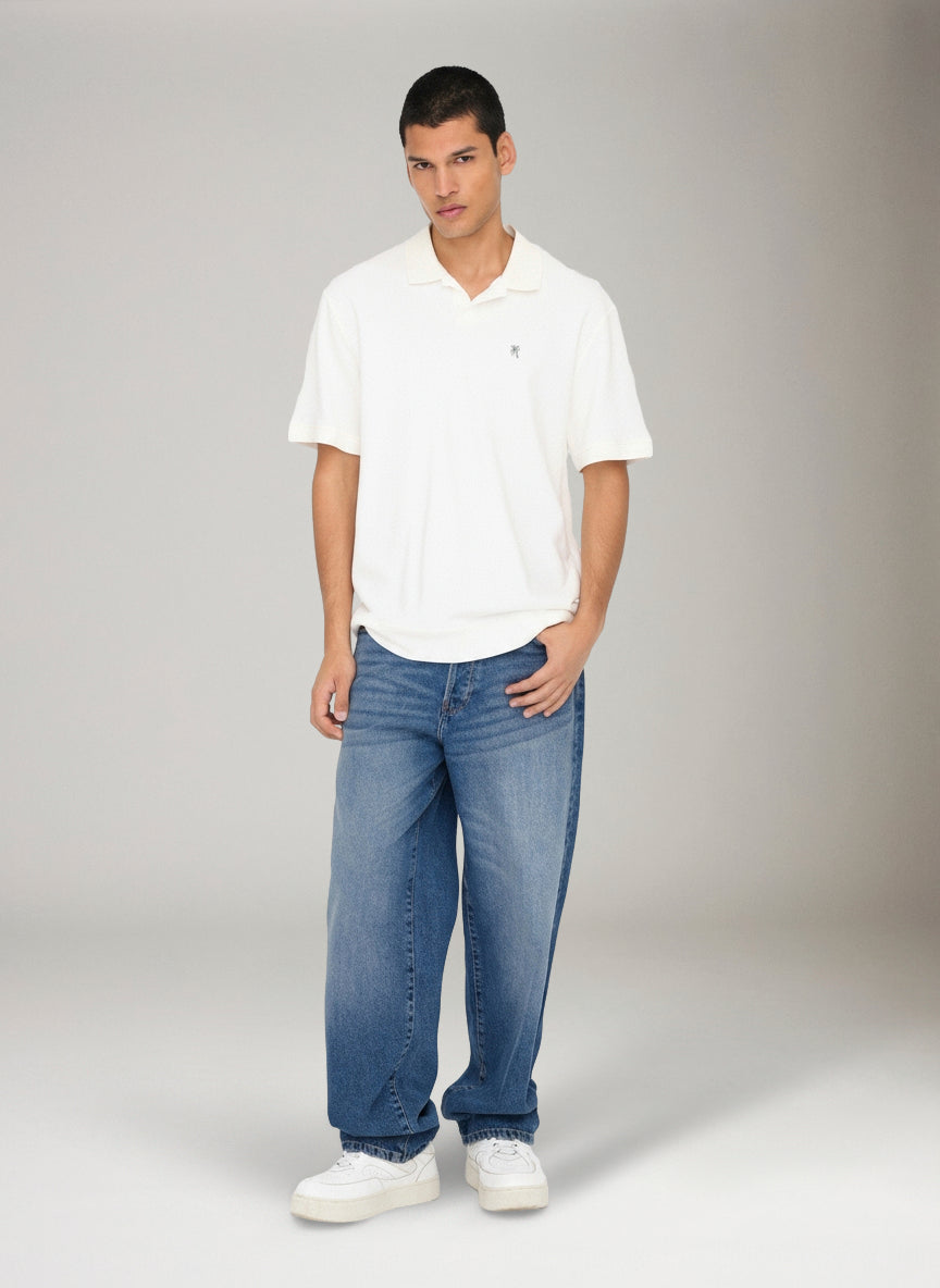 ONLY & SONS - Fade Loose Tai Denim Jeans - Medium Blue Denim