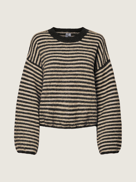 PIECES - Ada Striped Crewneck Sweater - 