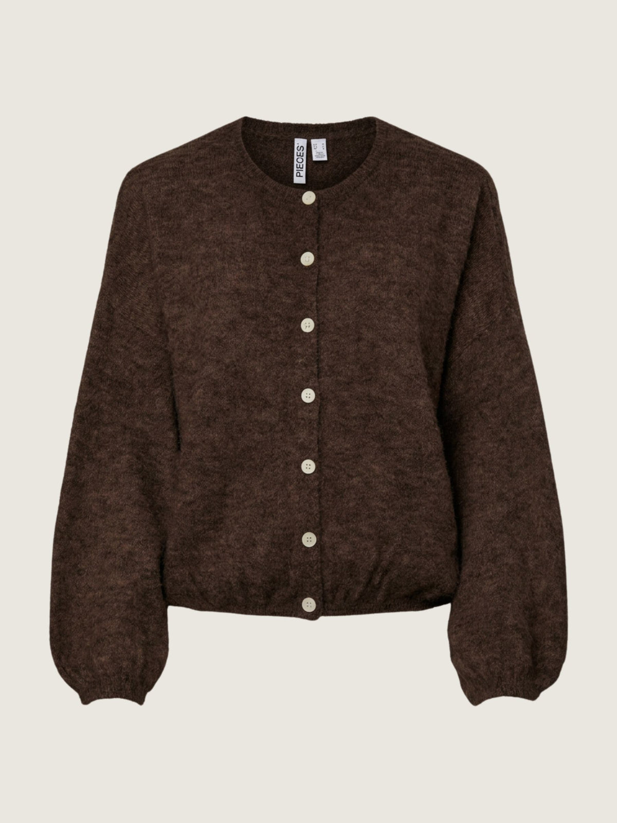 PIECES - Allie Crewneck Cardigan - Hot Fudge Melange