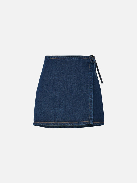 PIECES - Flora Denim Wrap Mini Skirt - 