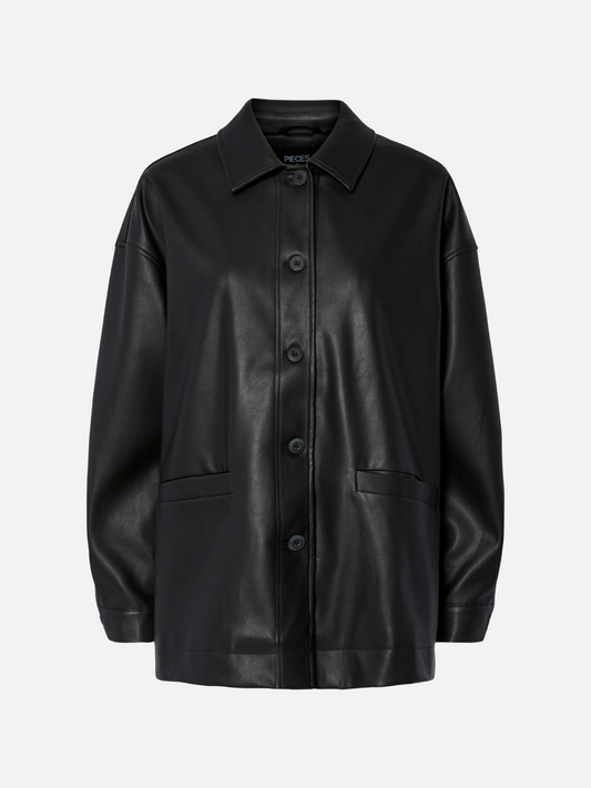 PIECES - Jamilla Vegan Leather Overshirt - 