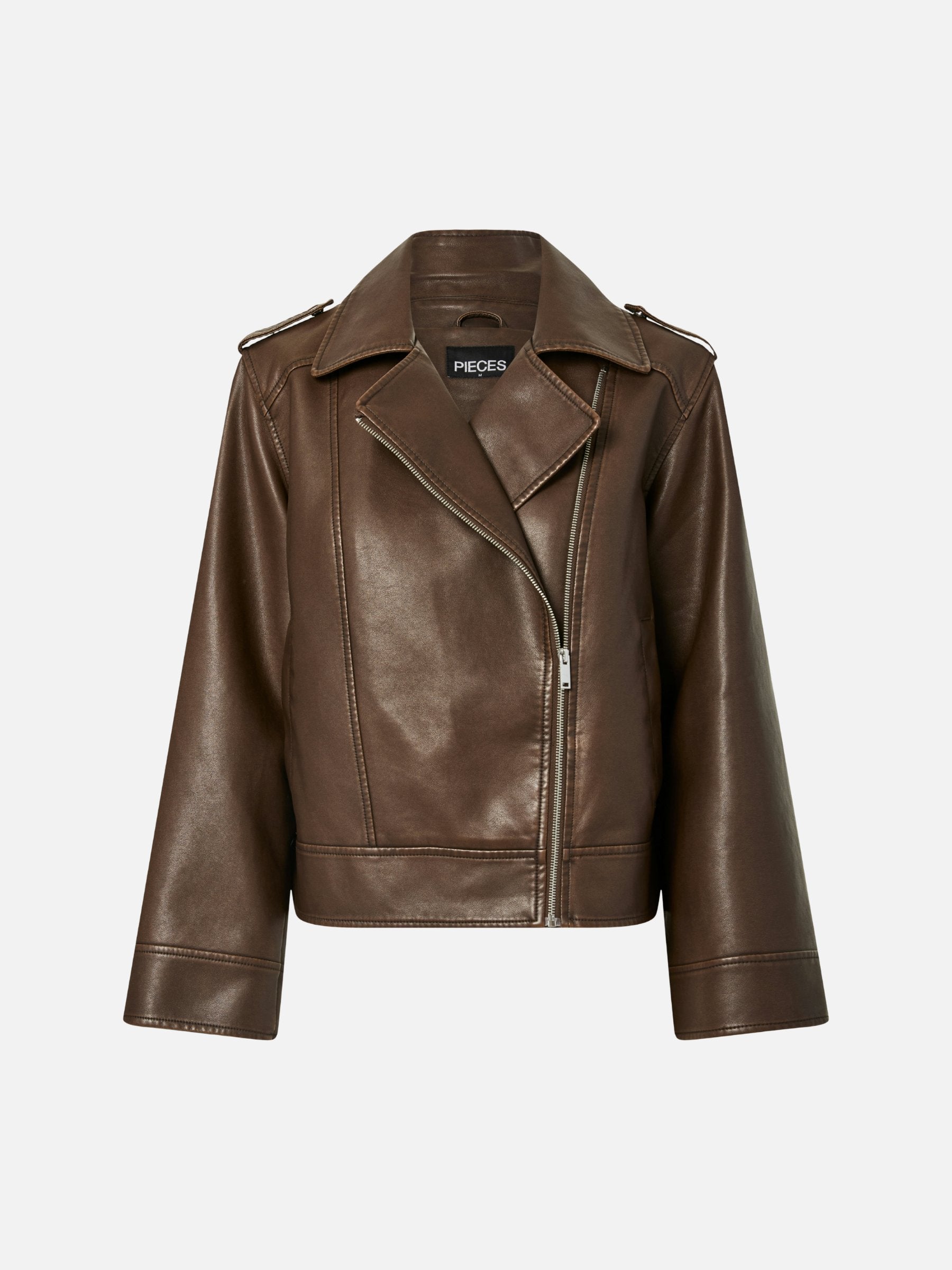 PIECES - Josie Faux Leather Biker Jacket - 