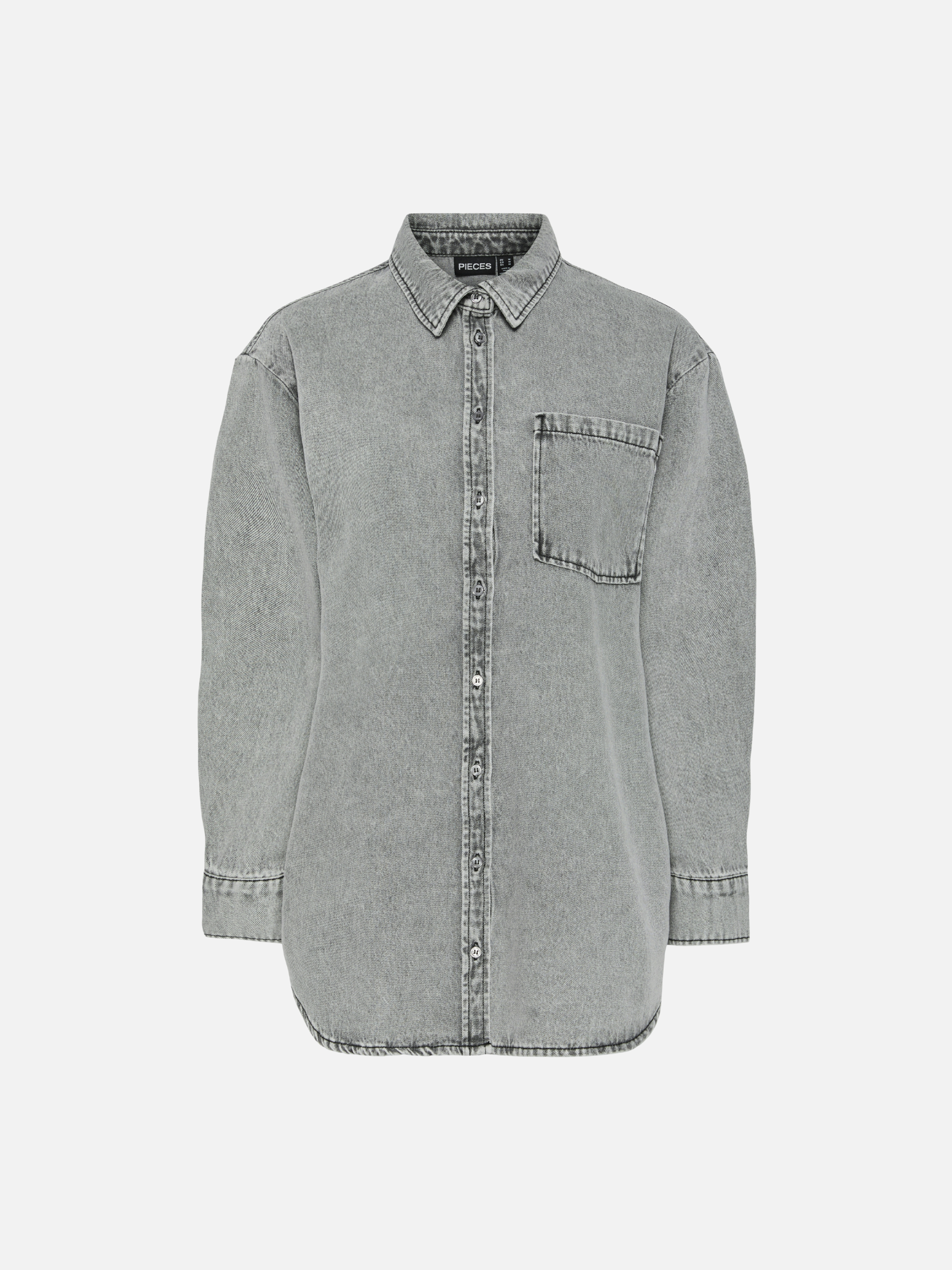 PIECES-Maisie Denim Shirt-Grey