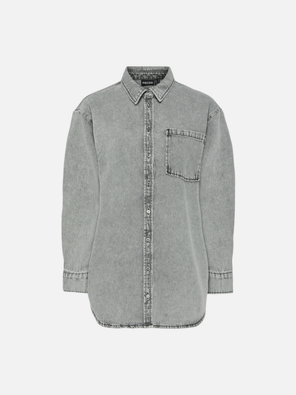 PIECES-Maisie Denim Shirt-Grey