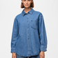 PIECES-Maisie Denim Shirt-Light Blue
