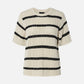 PIECES - Nuka Shortsleeve Crewneck Sweater - Birch / Black Stripe