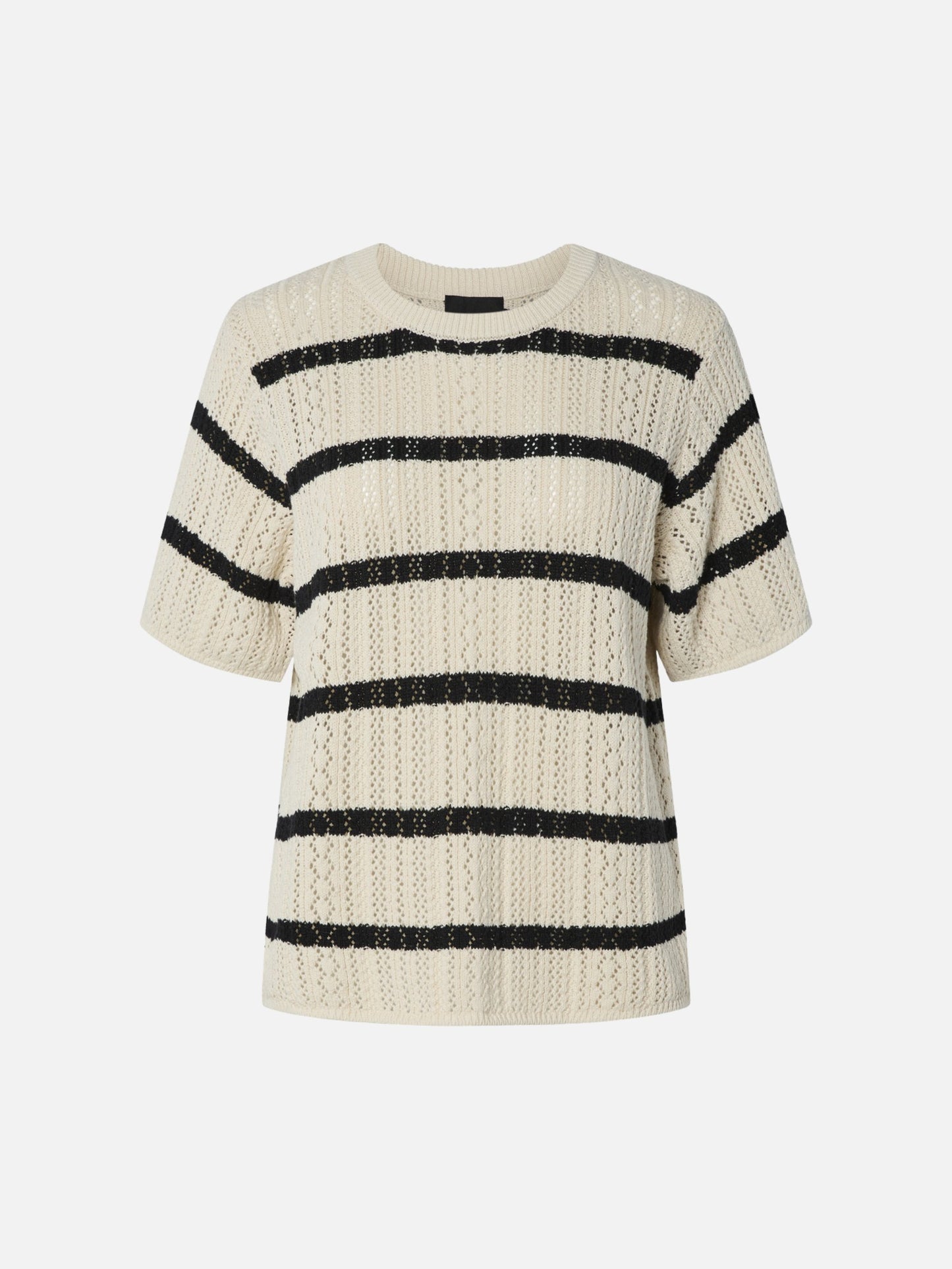 PIECES - Nuka Shortsleeve Crewneck Sweater - Birch / Black Stripe