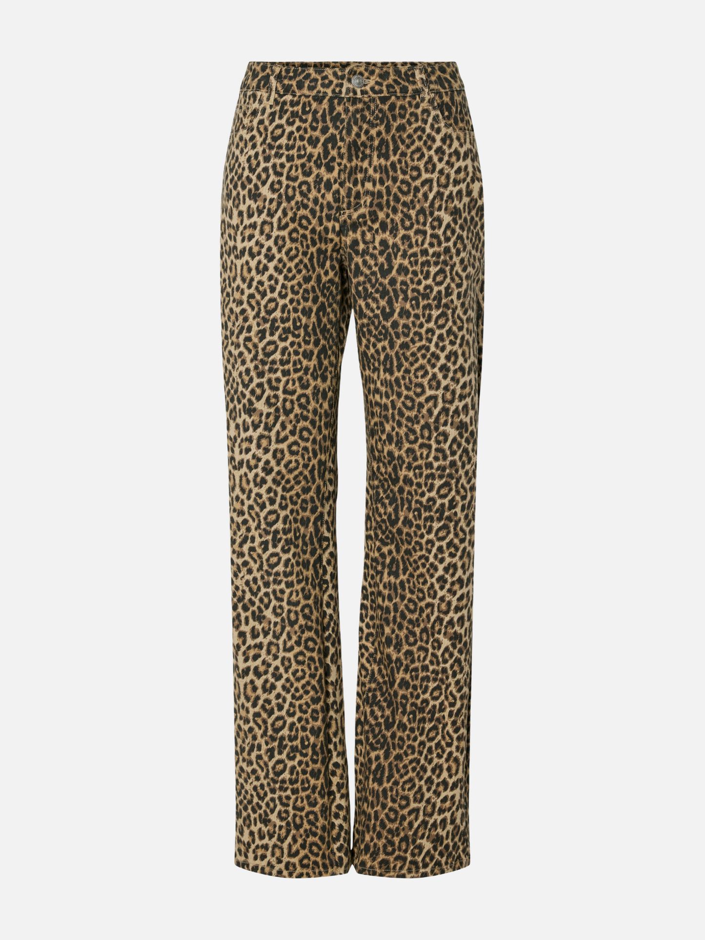 PIECES-Salume High Waist Leopard Jeans-White Pepper Leopard
