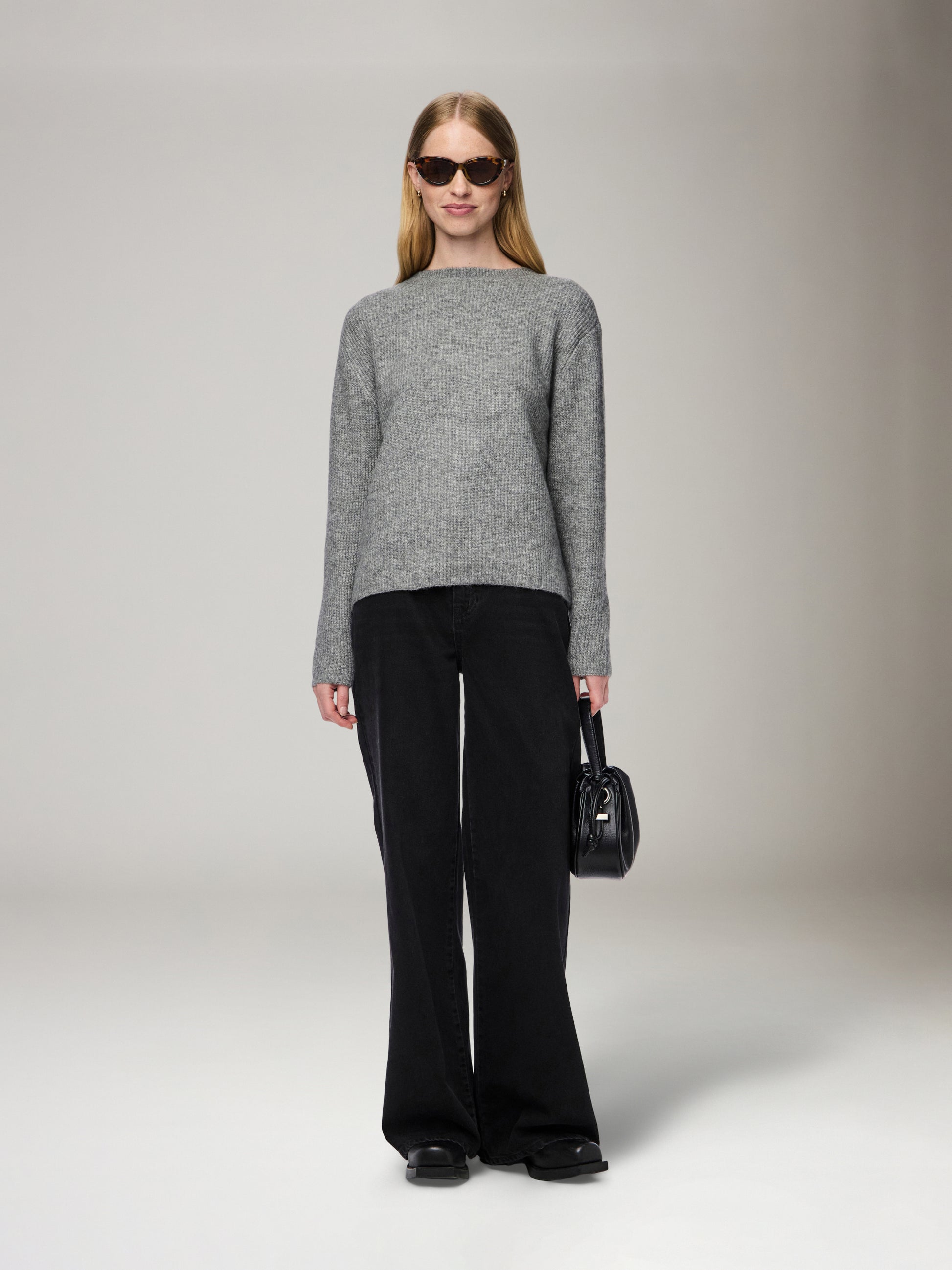 PIECES - Silly Reversible Tie Cardigan - Medium Grey Melange