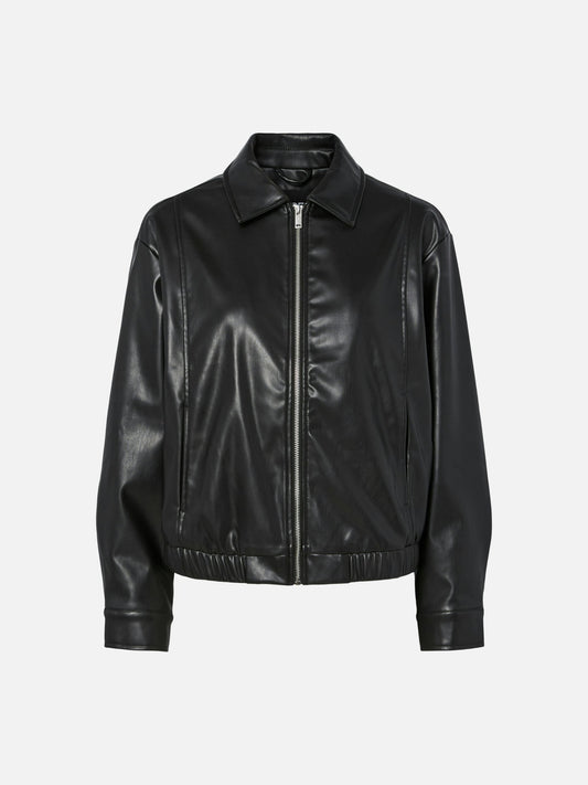 PIECES - Vera Faux Leather Bomber Jacket - 