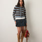 PROPAGANDA - Lacie Crewneck Cardigan - Blue / Brown Stripe