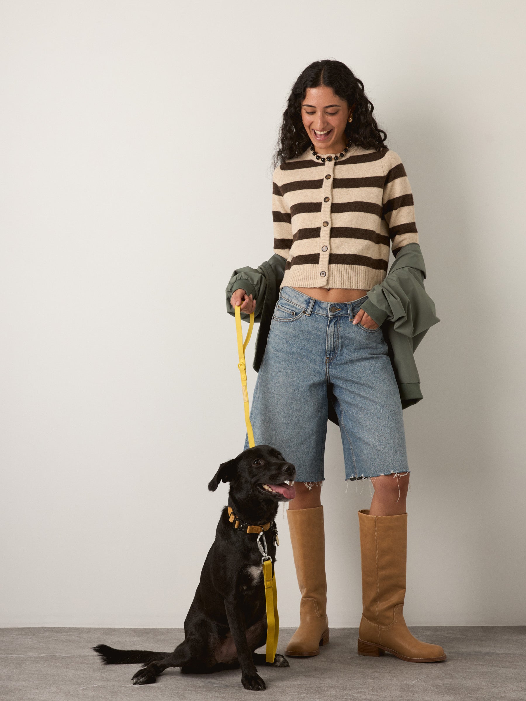 PROPAGANDA - Lacie Crewneck Cardigan - Sand / Brown Stripe