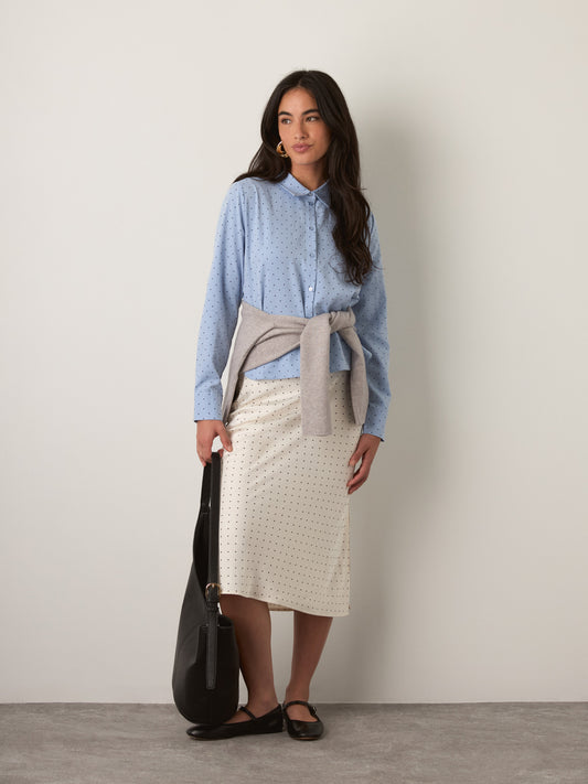 PROPAGANDA - Rhi Button Down Shirt - Blue / Black Dots
