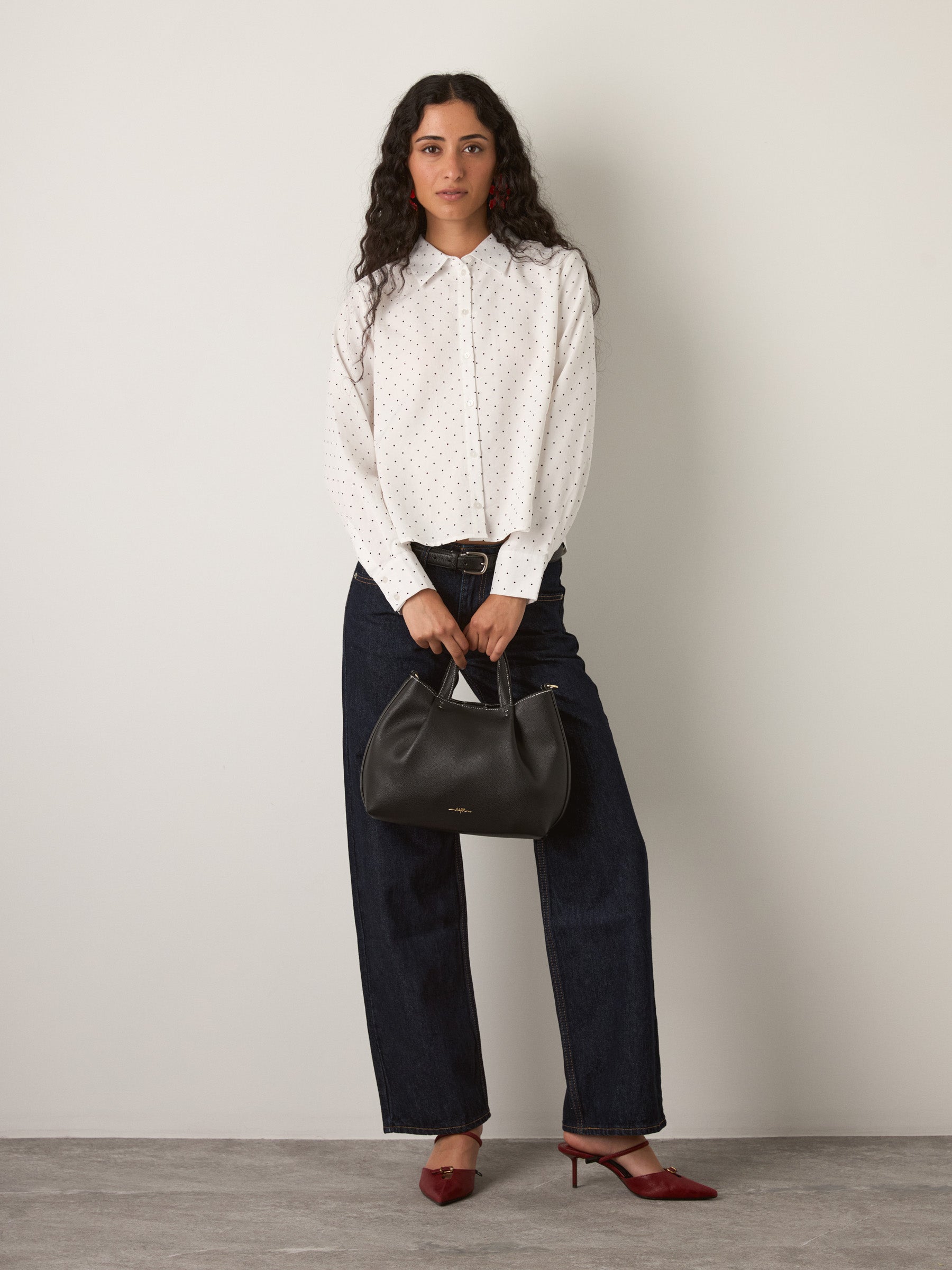 PROPAGANDA - Rhi Button Down Shirt - White / Black Dots