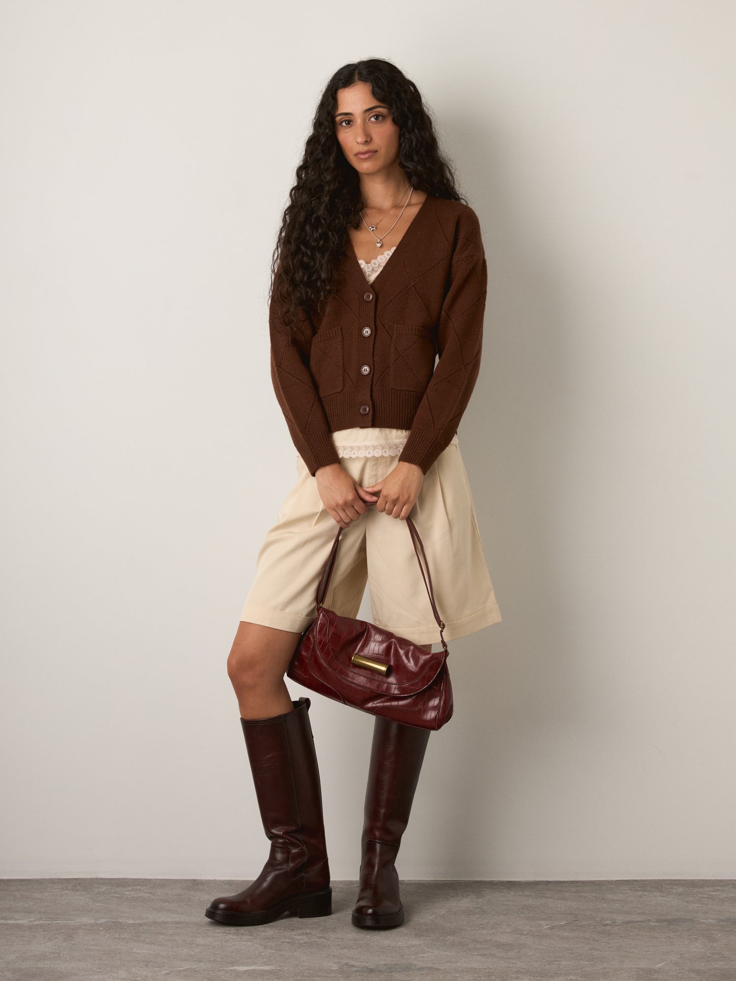 PROPAGANDA - Walden Argyle Cardigan - Gold Brown