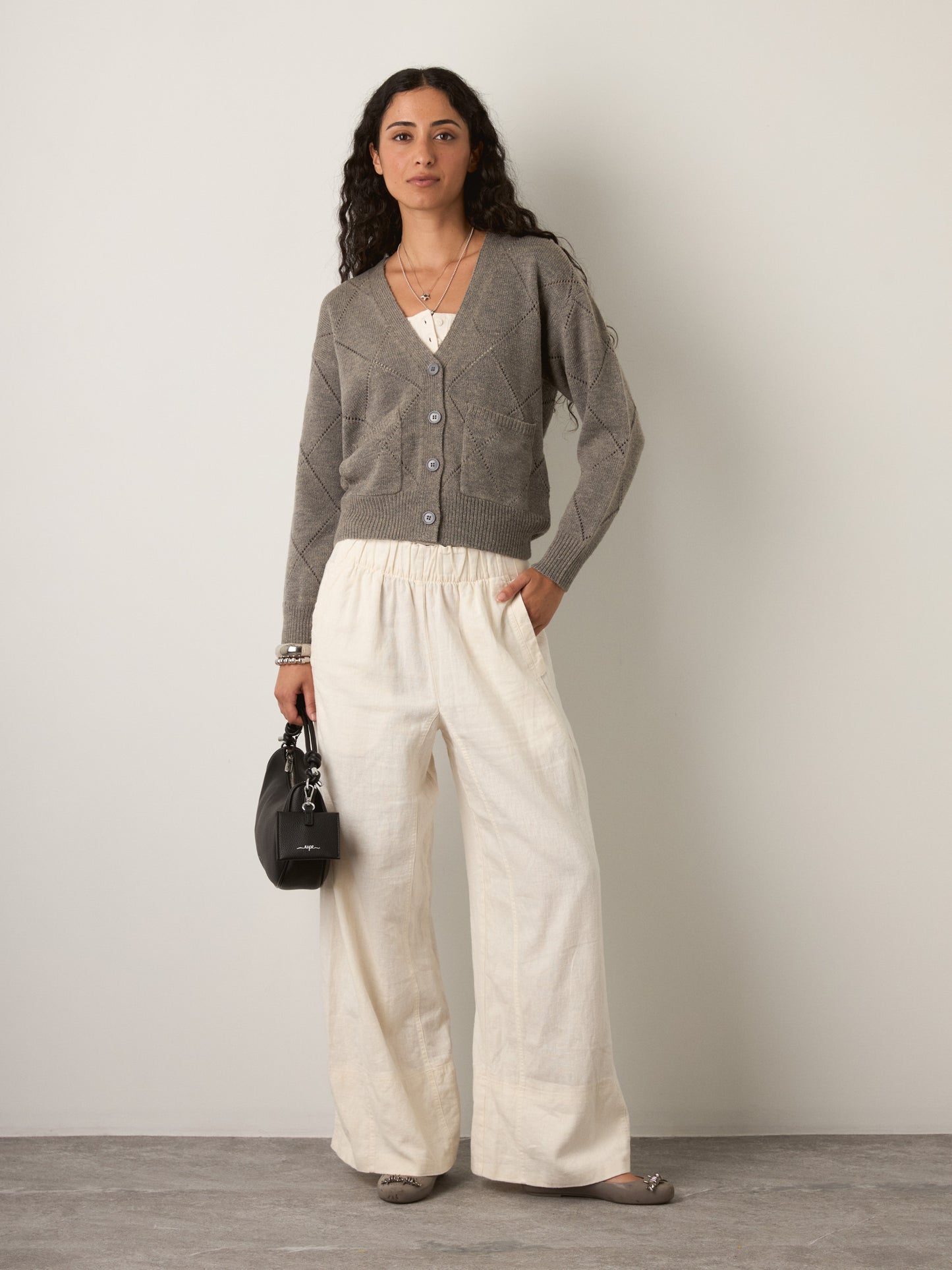 PROPAGANDA - Walden Argyle Cardigan - Melange Gray