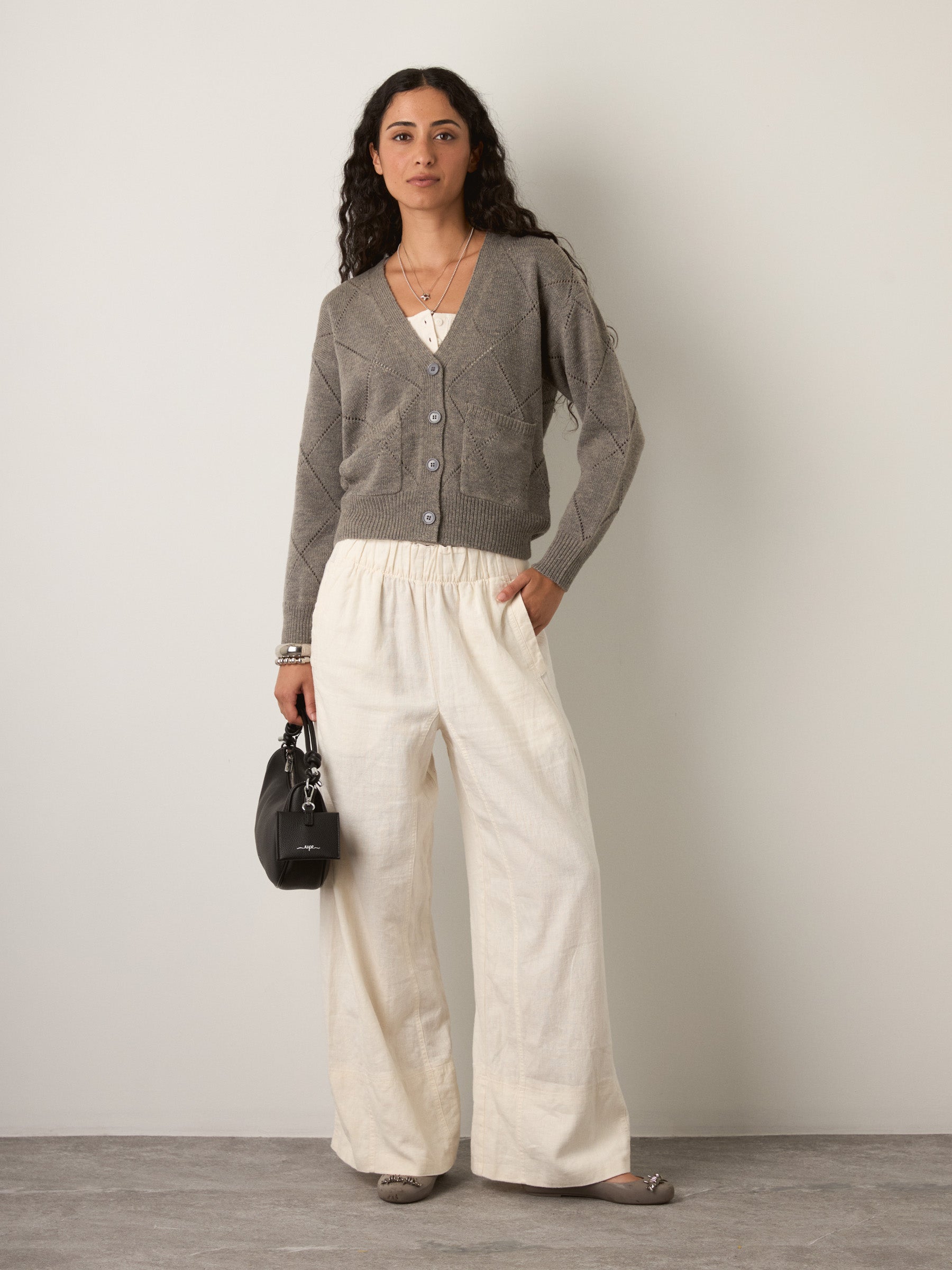 PROPAGANDA - Walden Argyle Cardigan - Melange Gray