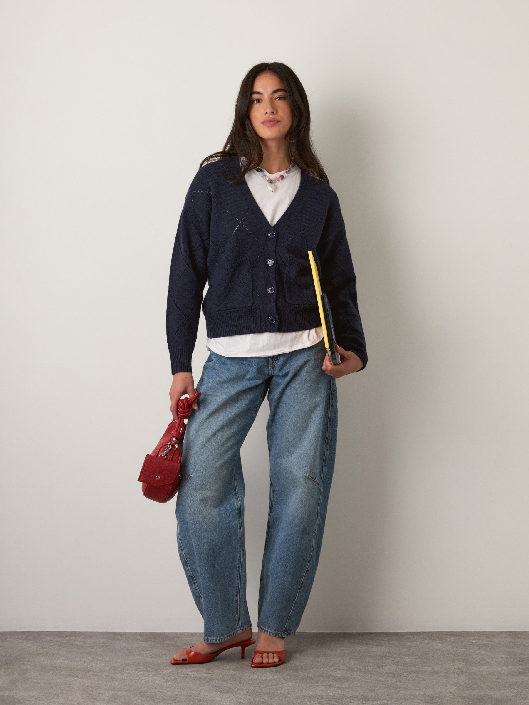 PROPAGANDA - Walden Argyle Cardigan - Navy