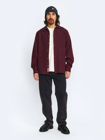REVOLUTION - Casual Organic Cotton Shirt - Burgundy