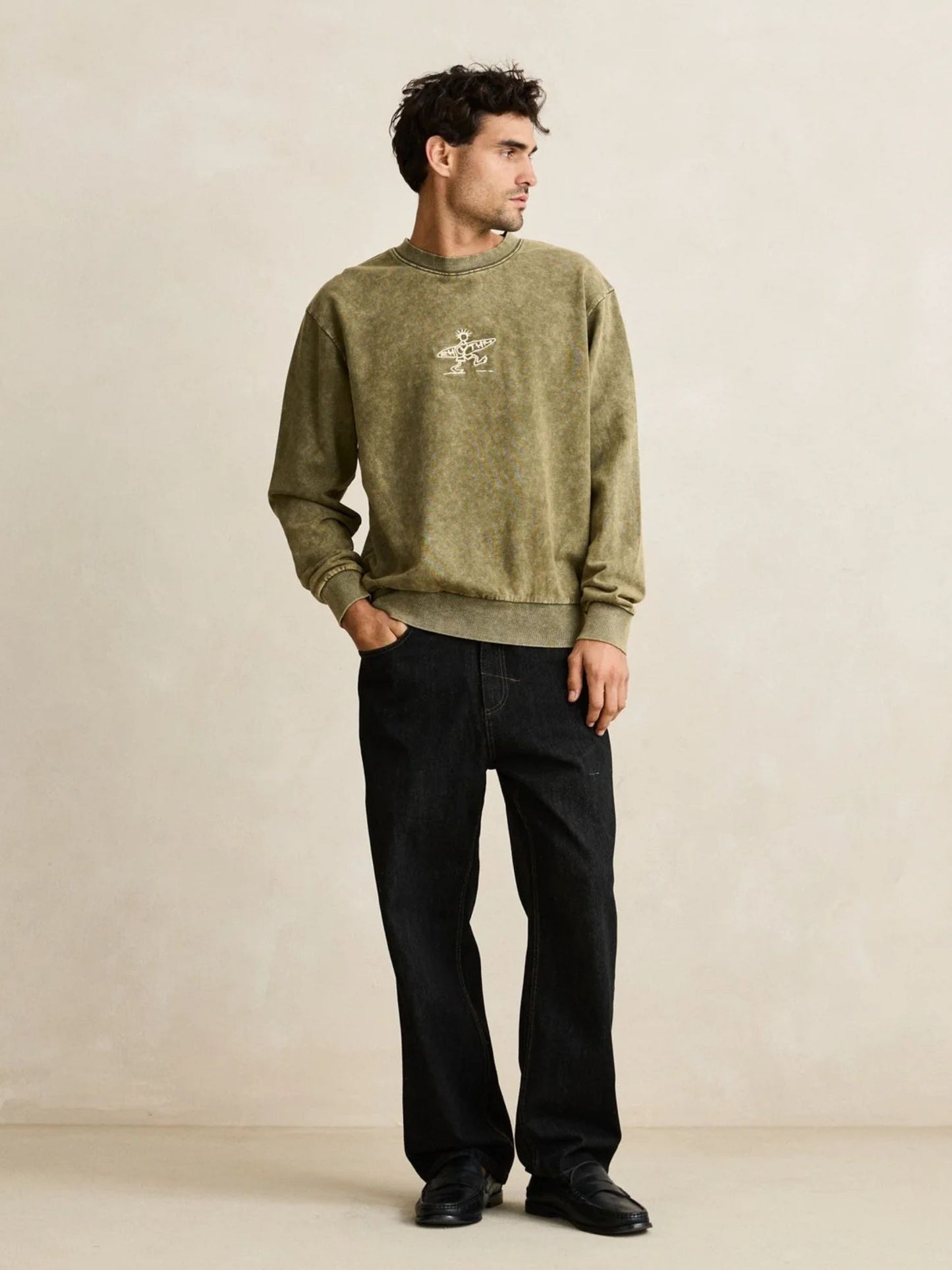 RHYTHM - Drifter Salt Wash Crewneck Sweatshirt - 