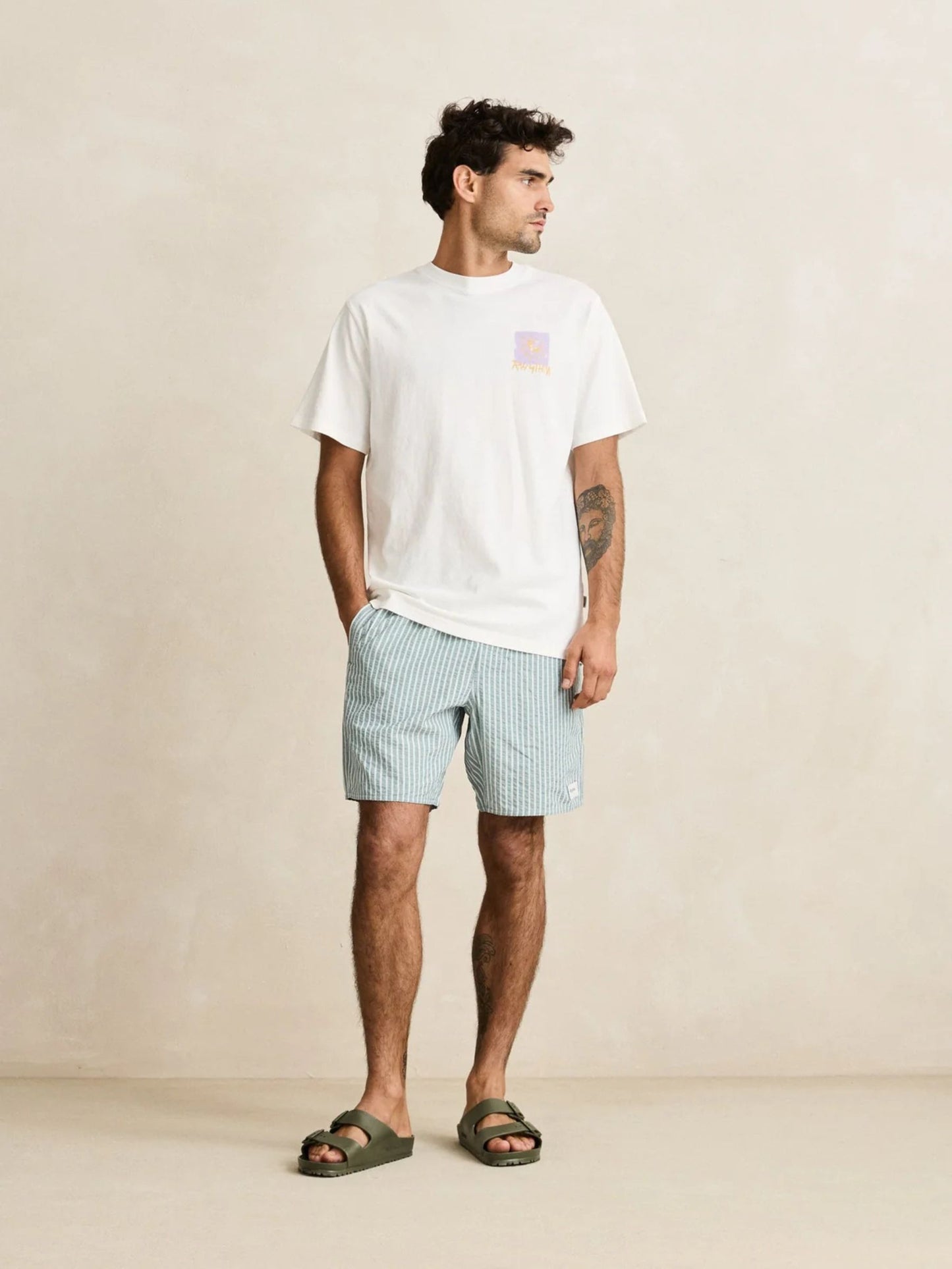RHYTHM - Seersucker Stripe Jam Shorts - Pine