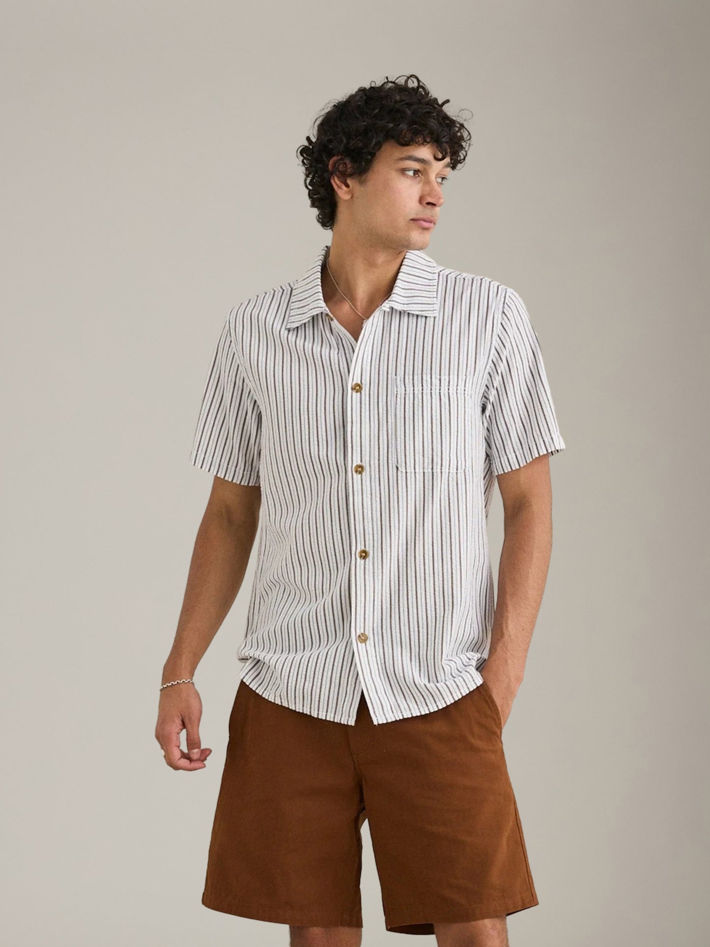 RHYTHM - Seersucker Stripe Shortsleeve Shirt - 