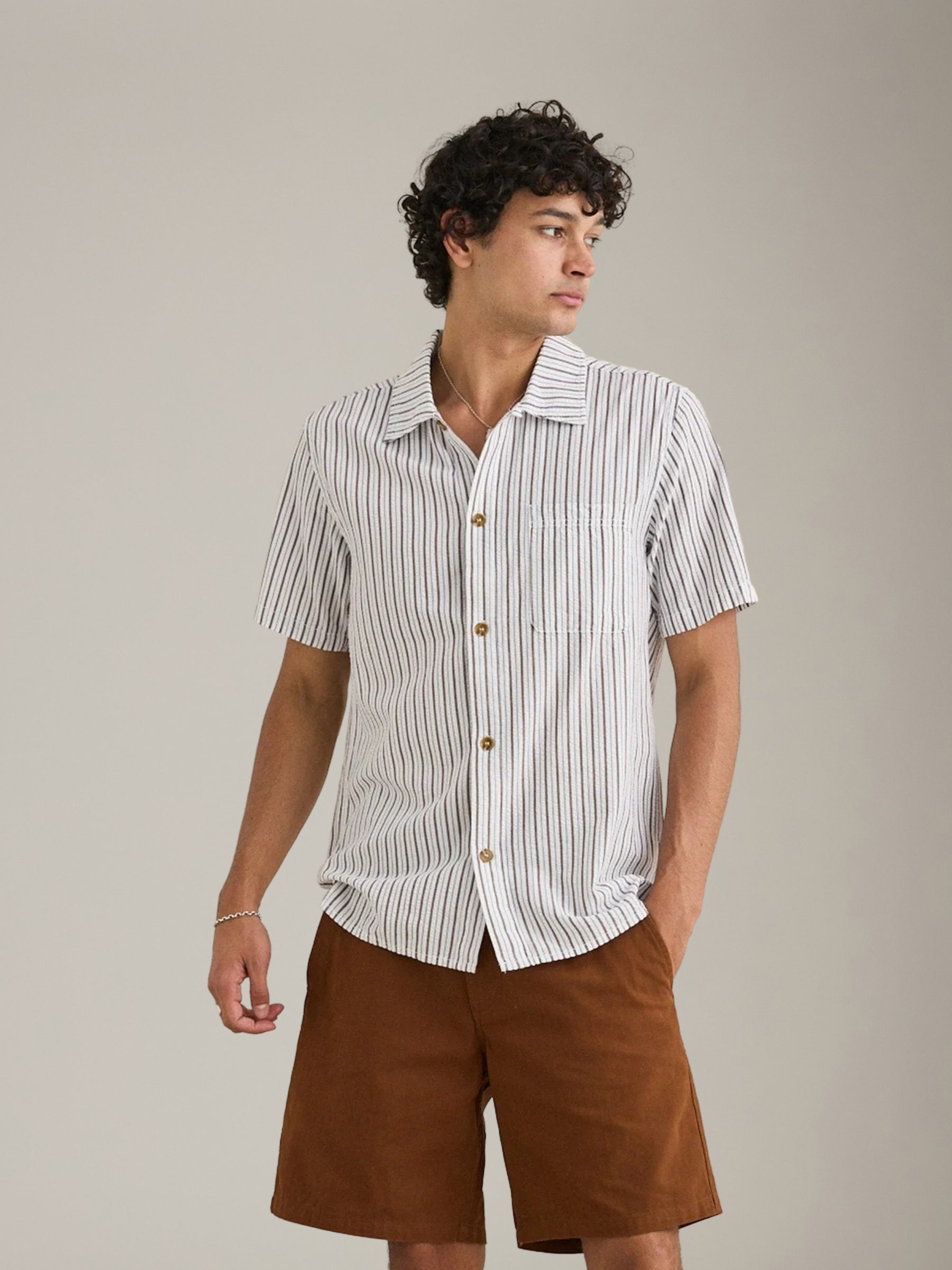 RHYTHM - Seersucker Stripe Shortsleeve Shirt - 