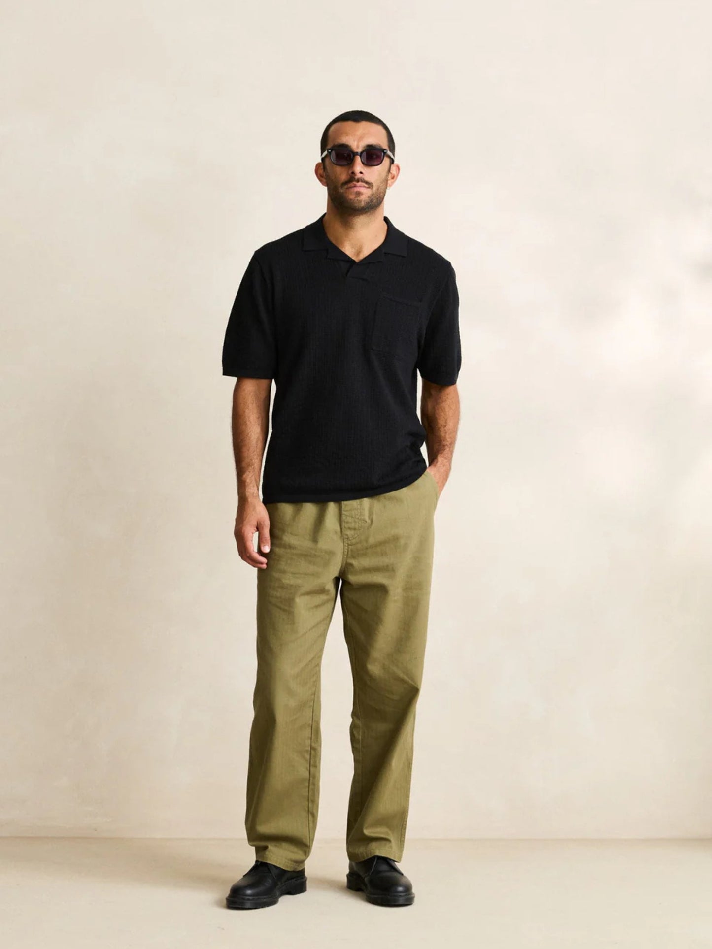 Textured Knit Johnny Polo