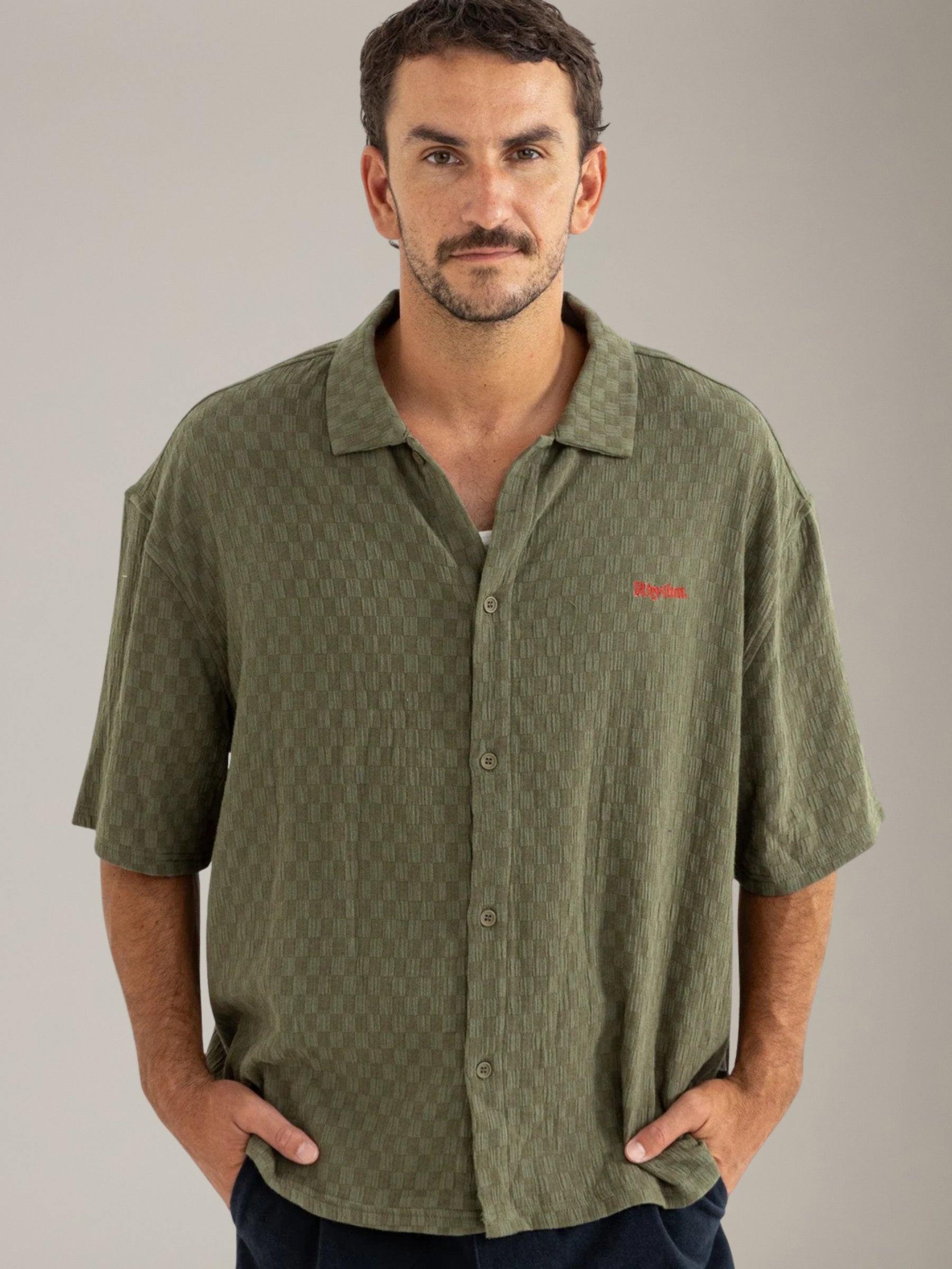 RHYTHM - Wash Check Relaxed Shortsleeve Shirt - 