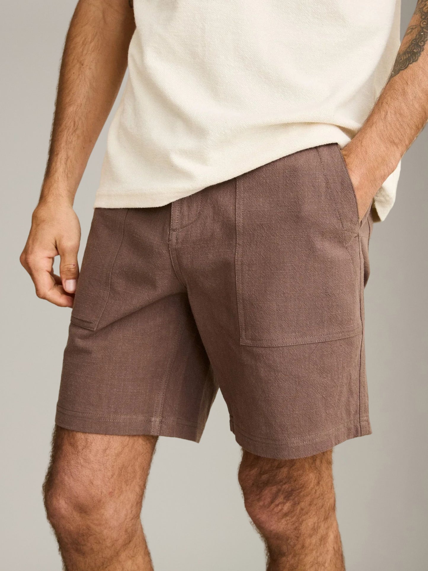 RHYTHM - Worn Path Textured Linen Shorts - 