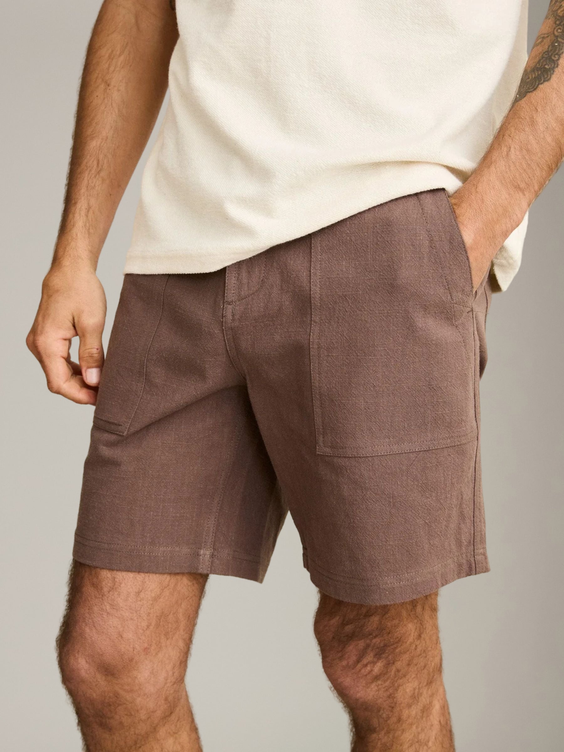 RHYTHM - Worn Path Textured Linen Shorts - 