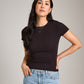 tops - Ribbon Luxe - Cotton Stretch Toni Crewneck T Shirt - PLENTY