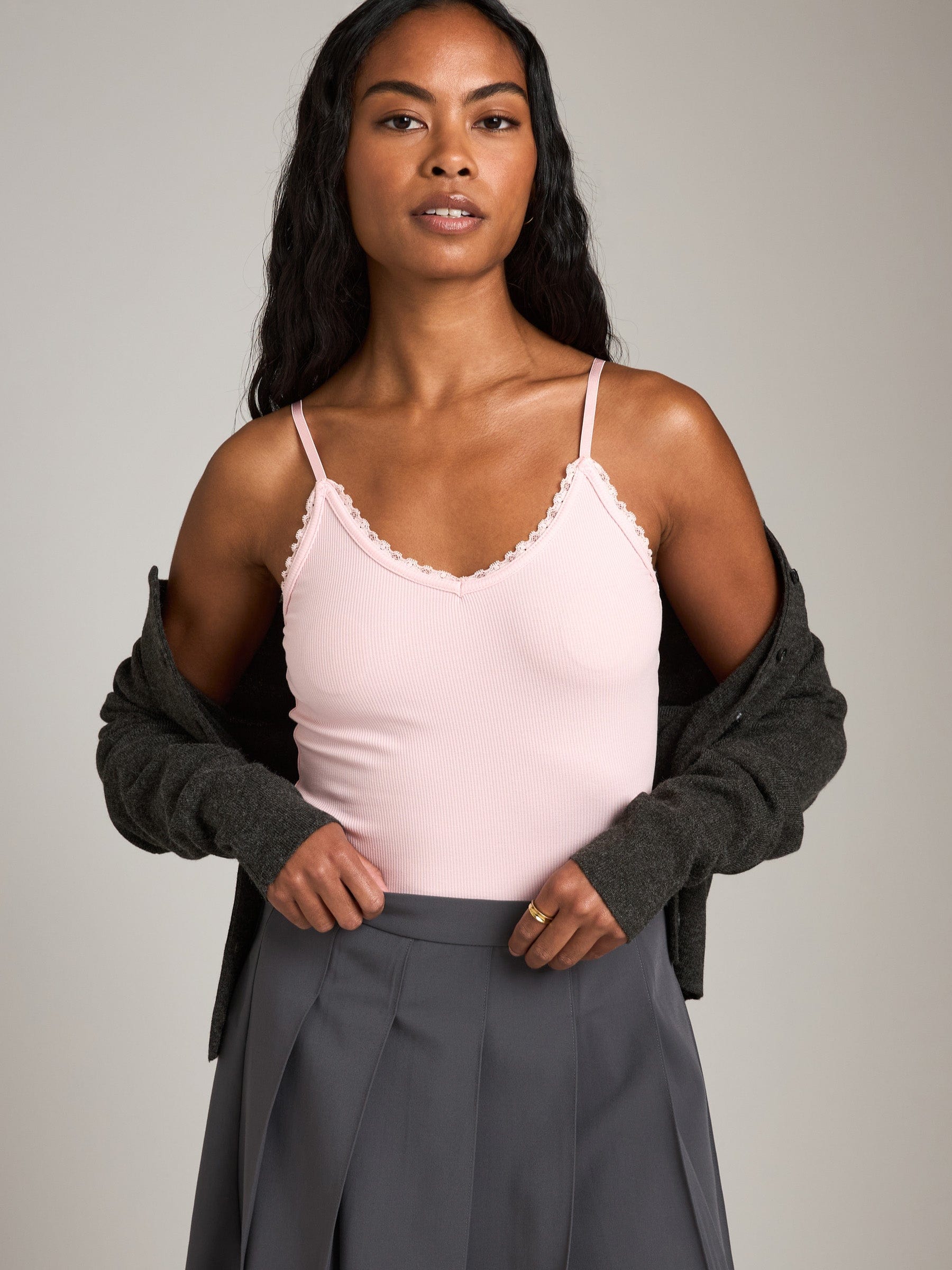Ribbon Luxe TOPS Pink / XS Jojo Lace Trim Tank