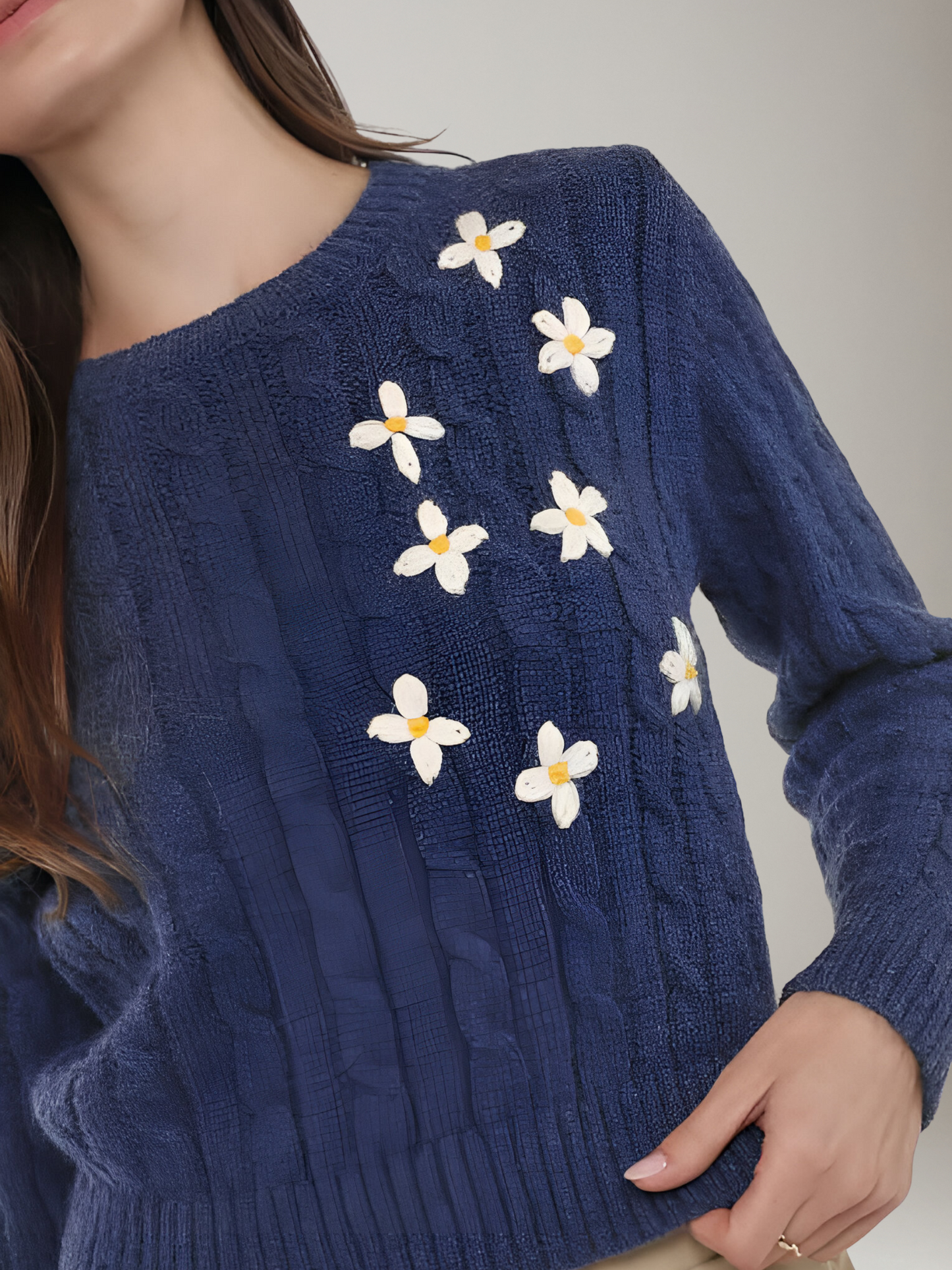 SADIE & SAGE - Lulu Embroidered Daisy Sweater - 