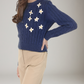 SADIE & SAGE - Lulu Embroidered Daisy Sweater - Navy