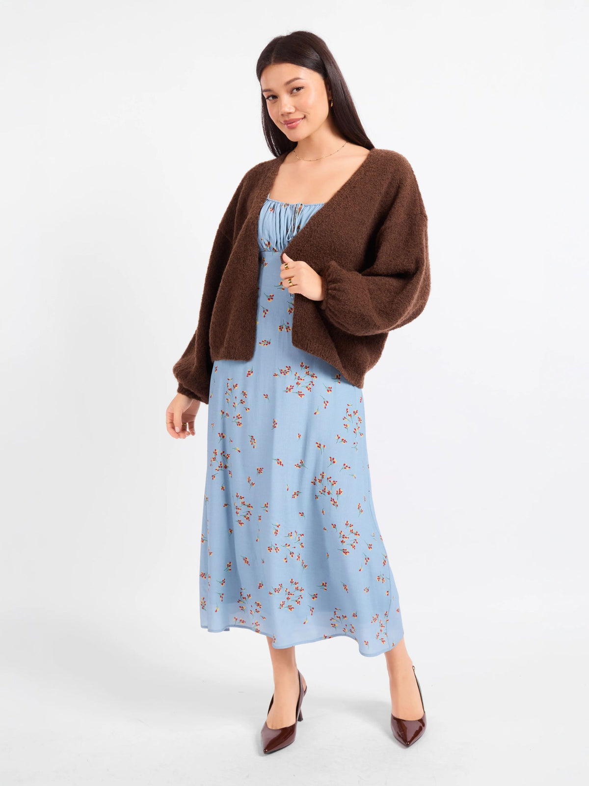 SADIE & SAGE - Marley Dolman Sleeve Cardigan - Dark Brown