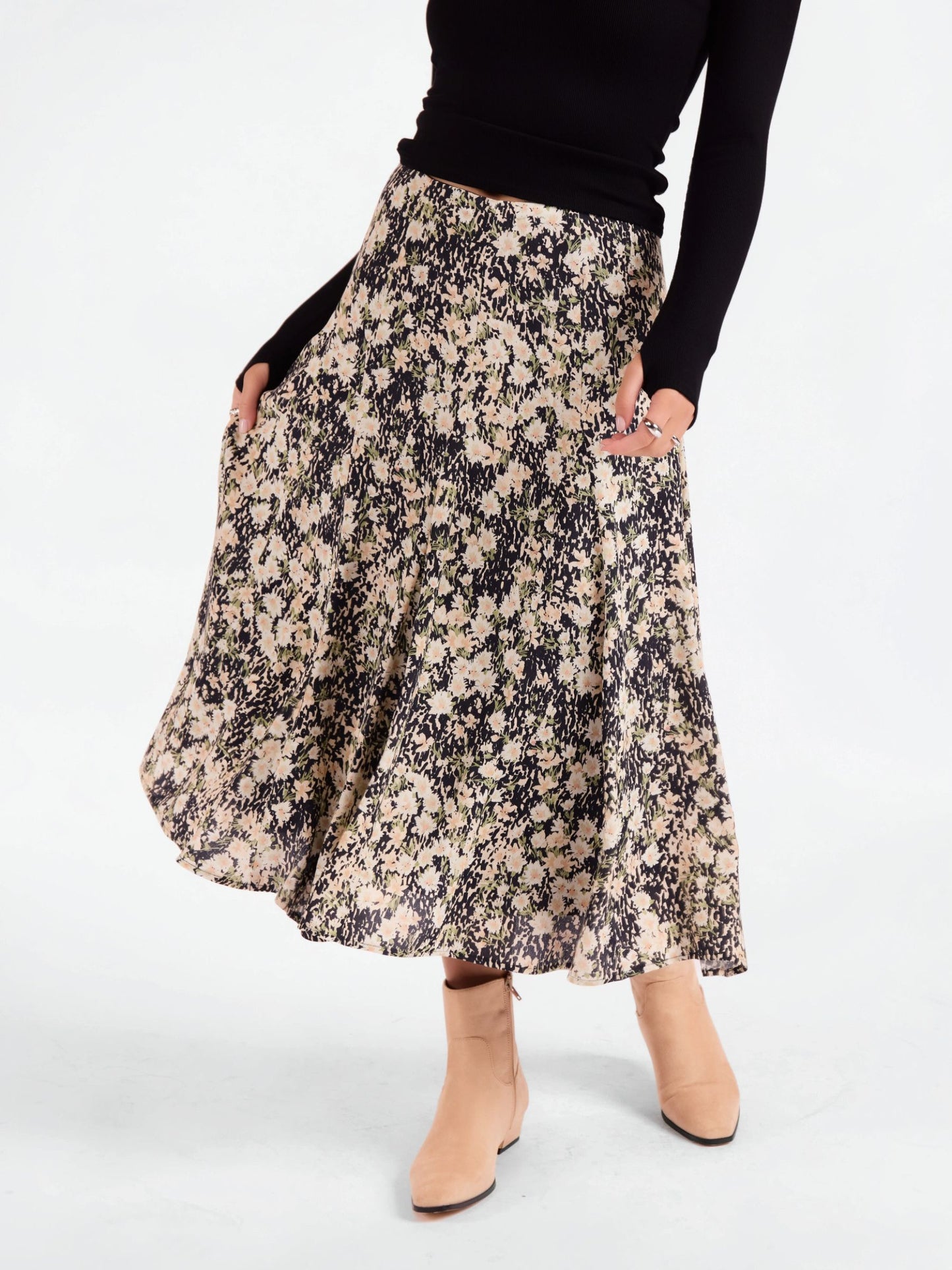 Painted Fields Midi Skirt