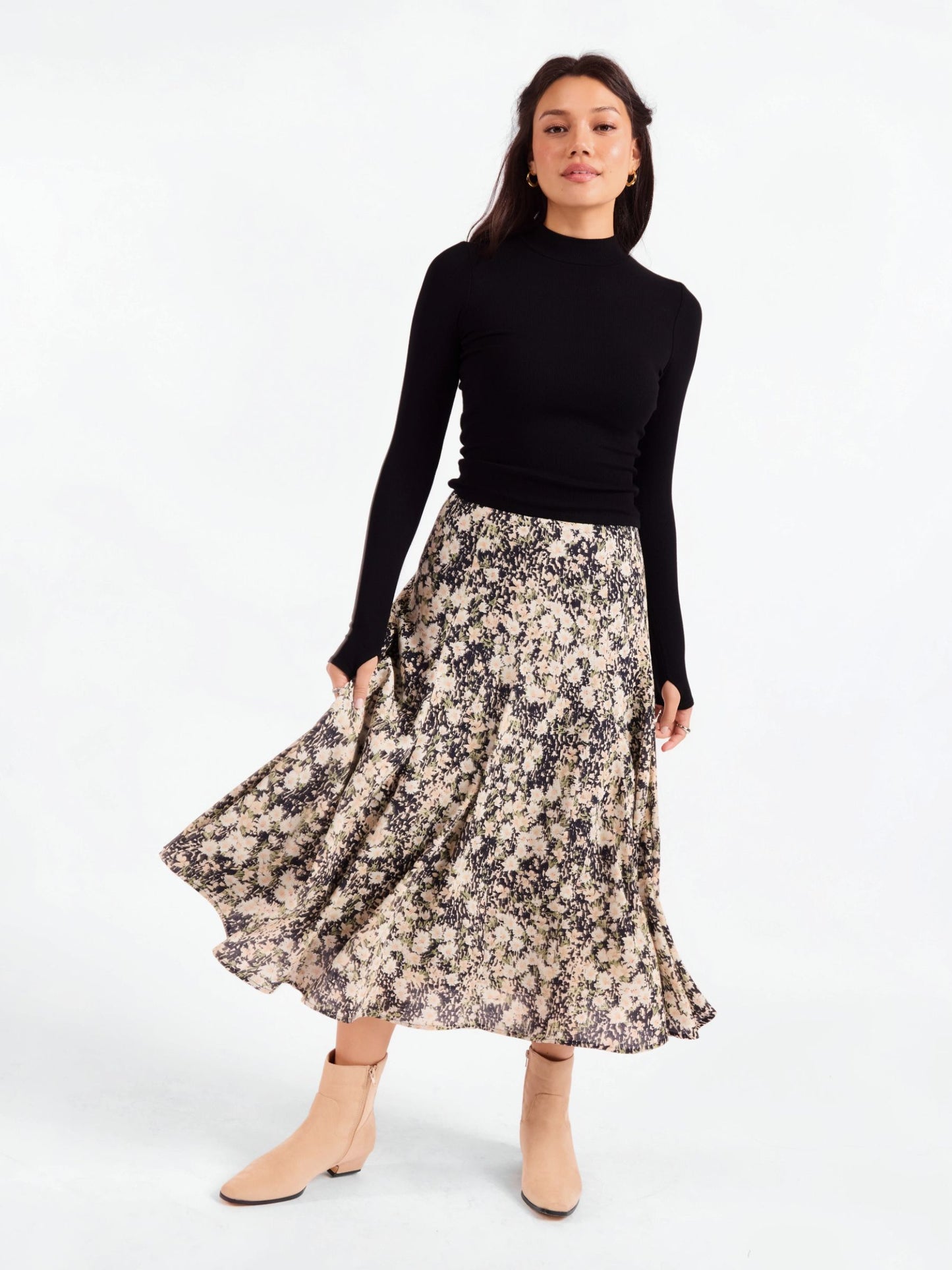 Painted Fields Midi Skirt
