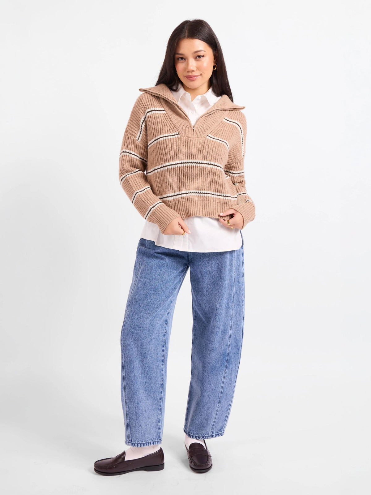 Warm Chai Quarter Zip Pullover Sweater