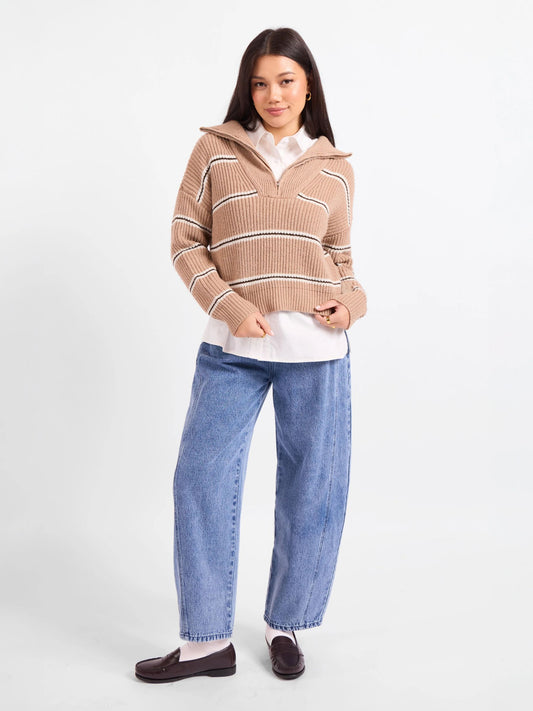 Warm Chai Quarter Zip Pullover Sweater