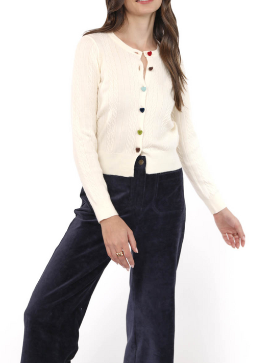 Mochi Heart Button Cardigan